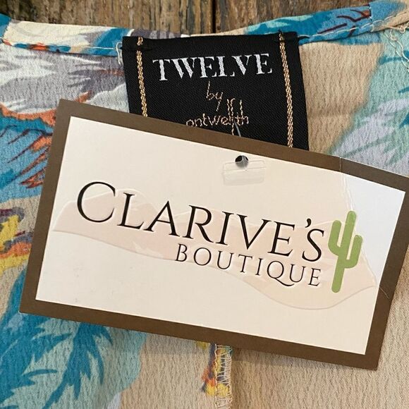 Twelve by On Twelve S NWT Cream Turquoise Floral Flowy Open Boho Kimono Duster - Picture 7 of 10